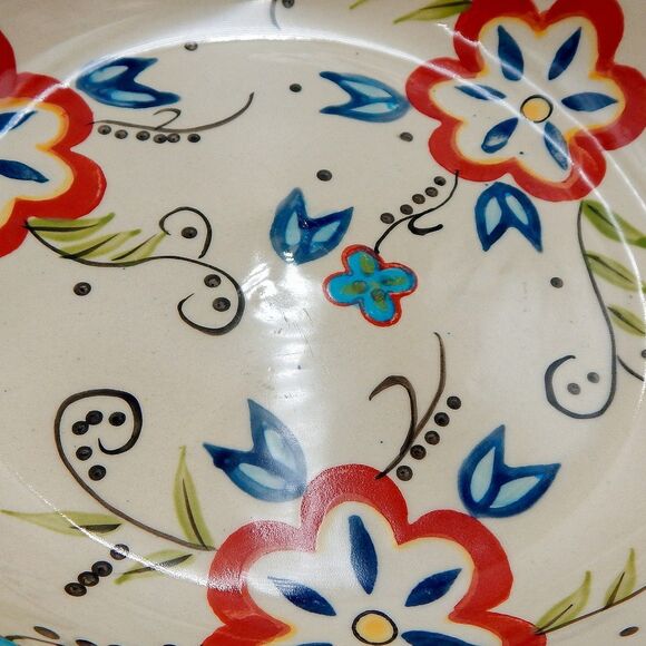 Temptations By Tara Capri Pasta Bowl Blue Wide-Rimmed 12 Inch Floral 1 .5 Qt - Picture 9 of 9